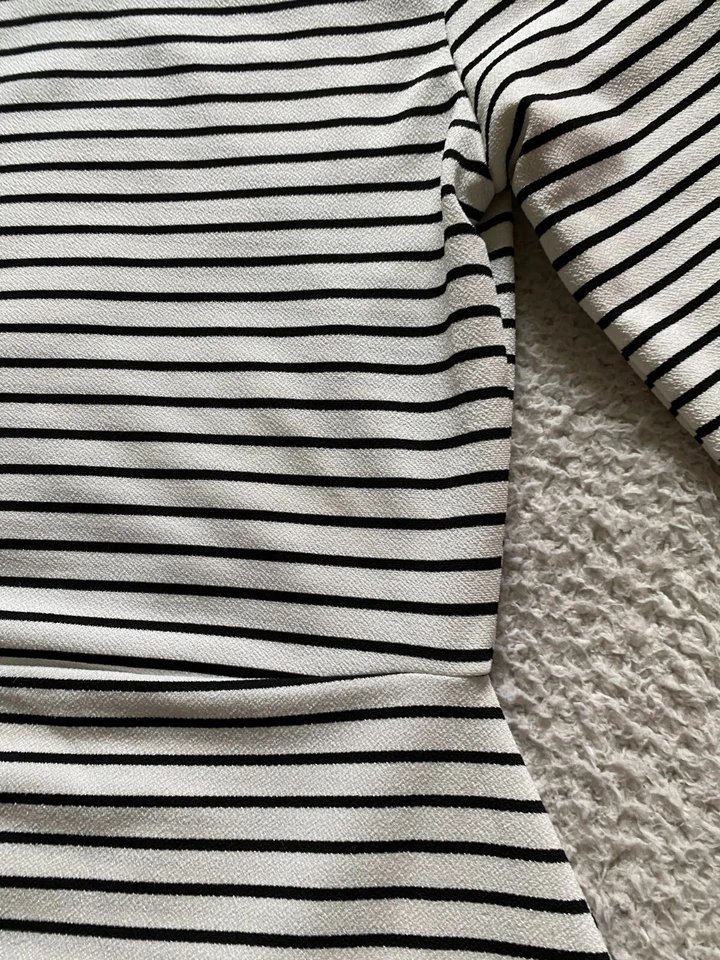 Blusa blanca de la Casa Blanca Mercado Negro para mujer 1/4 cremallera a rayas manga 3/4 talla S Foto 4 de 4