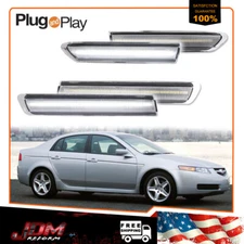 Clear White LED Front Rear Fender Side Marker Light Lamps For 2004-2008 Acura TL
