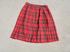VTG Charter Club Scotland Red Plaid Wrap Skirt Buckle 100 Wool Pleated Size 16W