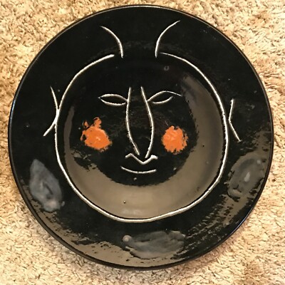 Pablo Picasso Visage Noir Earthenware Clay Pottery Pair of Madoura