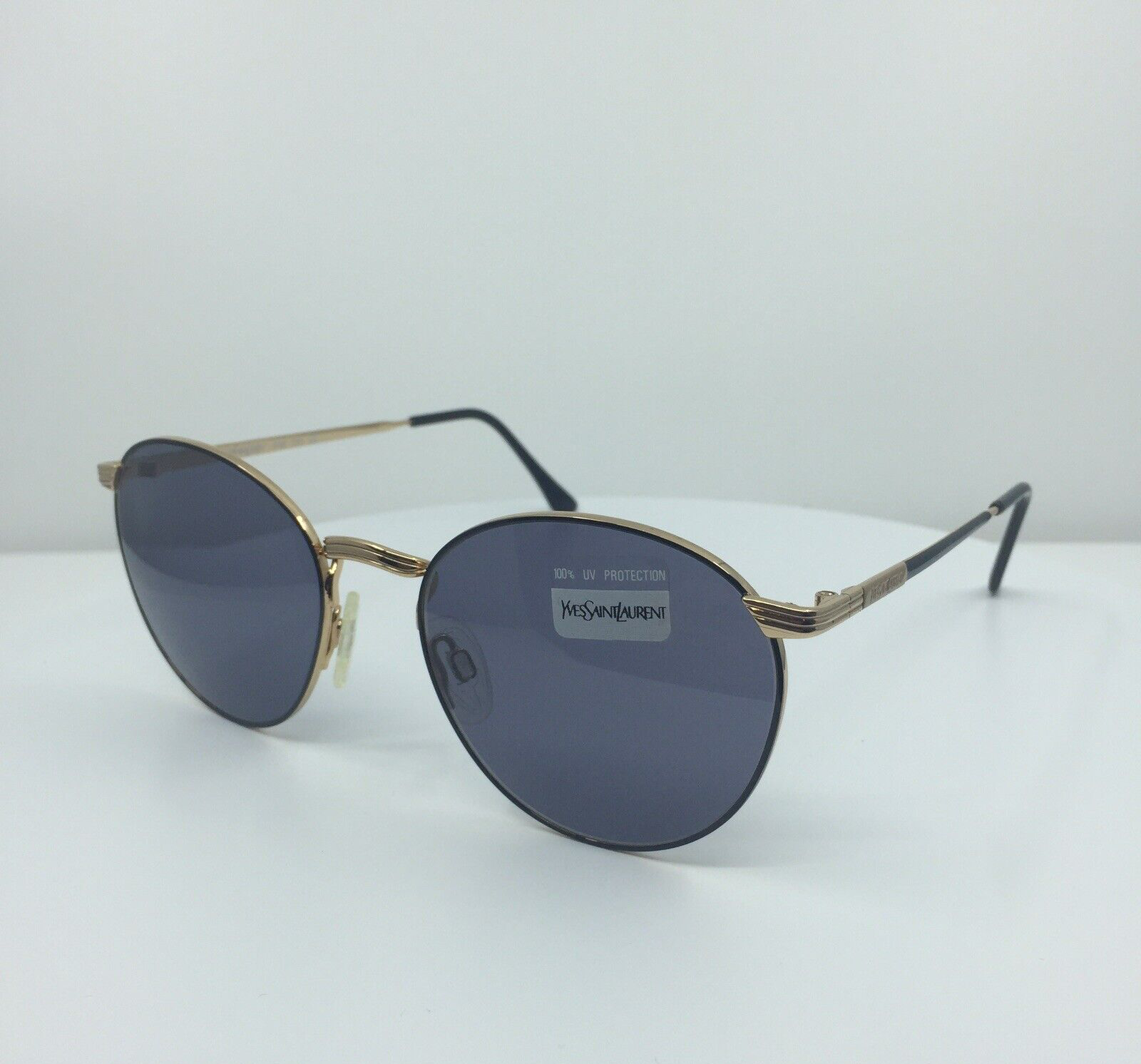 Occhiali da sole nuovi vintage Yves Saint Laurent YSL 6017 C. Y 104 nero lucido con oro