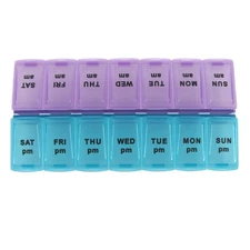 AM PM Pill Box Medication Organizer Weekly Medicine Storage Holder Vitamin Case