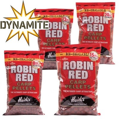 Dynamite Baits Robin Red Pre Drilled Pellets 8/12/15/20mm 900g - Course/Carp