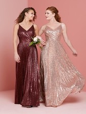 Christina Wu Celebrations 22021 Size 8 Scoop Back Bridesmaid Dress Red Sequin
