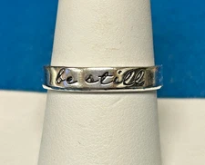 Tesoro Jewelry Sterling Silver "Be Still" Ring - Sz 8 - 3.2g