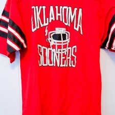 Vintage 80s Oklahoma Sooners Football BIKE T-Shirt, Crimson Red, Collegiate Team