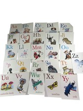 Vintage Alphabet Picture Flash Cards Retro Art Nursery Decor Scrapbooking Crafts