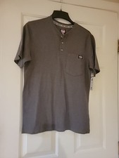 Wrangler Workwear Shirt Mens S Black Knit Short Sleeve Solid 3 Button Henley