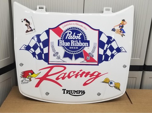 Pabst Blue Ribbon Metal Car Racing Hood Display Wall Hanger 29" X 24" Shelf i1