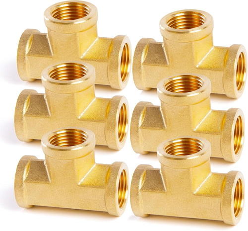 Chillwaves Brass Pipe Fitting, Tee 1/8" X 1/8" X 1/8" NPT Female Thread Adapter(