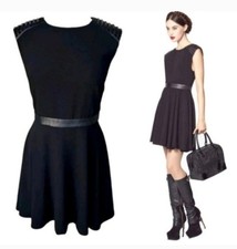 alice + olivia kerry leather and studded shoulder mini dress Size Medium