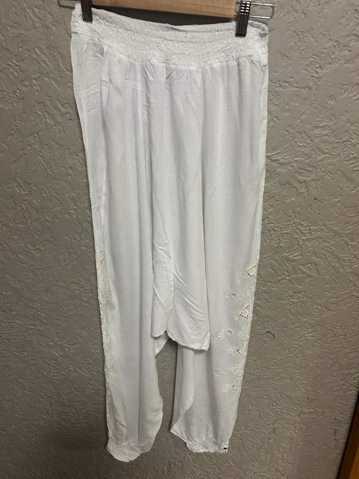 Women’s ONE by One Teaspoon White Solid Elastic Waist harem Pants Size XS