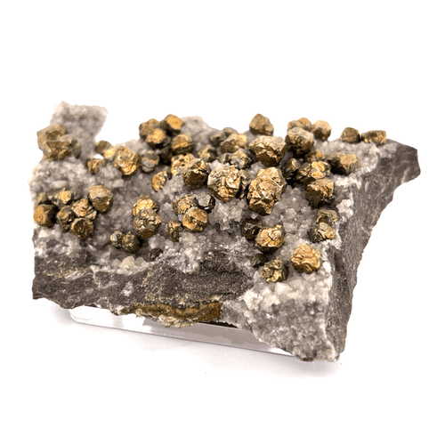 Esemplare di pirite e calcite - Marocco - 5x8x1 cm - Foto 4 di 4