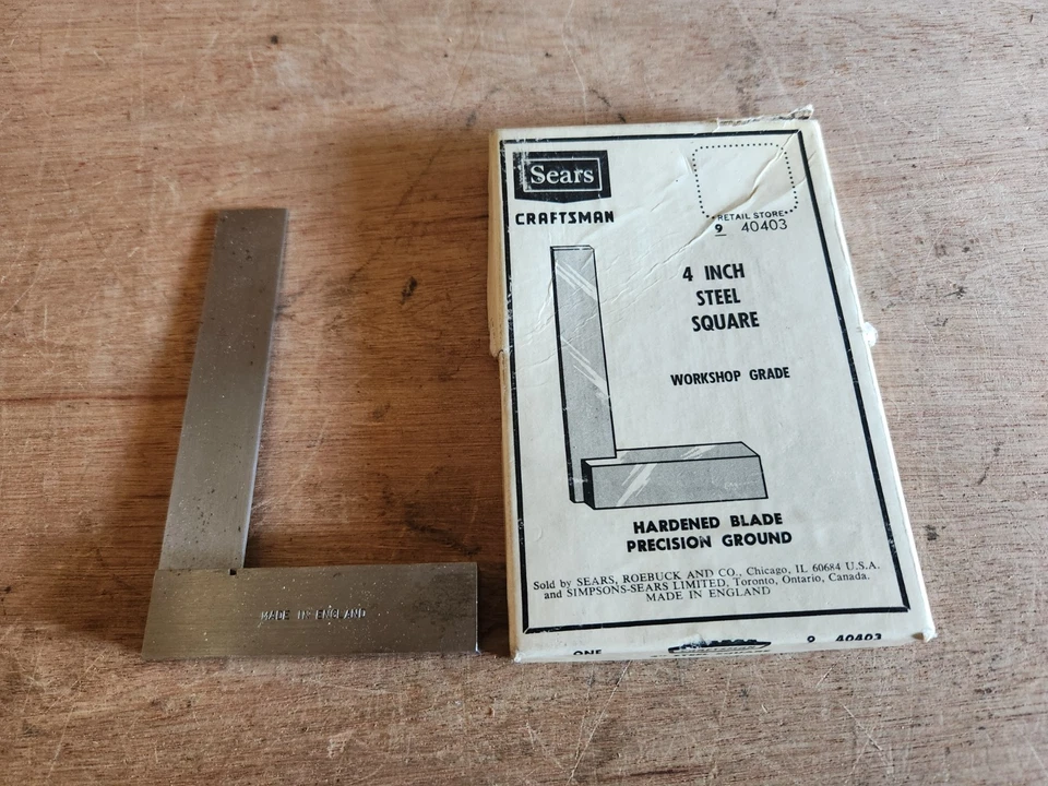 Craftsman 40403 Precisión Acero Cuadrado 4 Pulgadas Hoja Endurecida Caja Original De Colección Foto 3 de 4