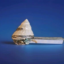 Vtg Handmade Stained Glass Kaleidoscope W/ One Attached Multicolor Glass Ball