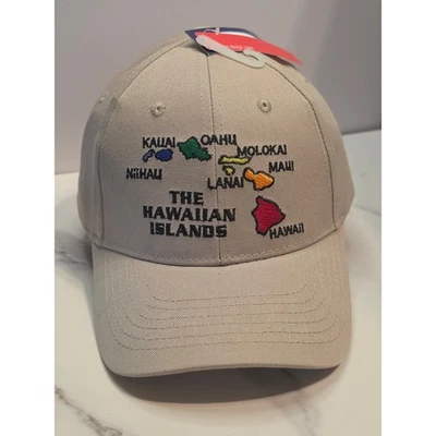 Surfware Hawaiian Classics Tan Embroidered Map Baseball Cap Hat NWT OSFA - Image 1 of 4