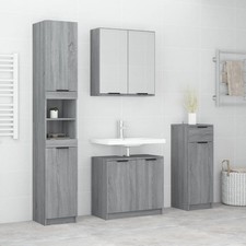 Meubles de Salle de Bain 4 pcs Blanc Bois Ingénierie Rangement Armoires vidaXL