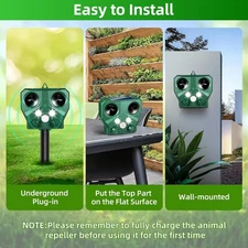 Solar Outdoor Animal Repellent - Ultrasonic/Motion, Rabbit/Deer, Yard/Farm