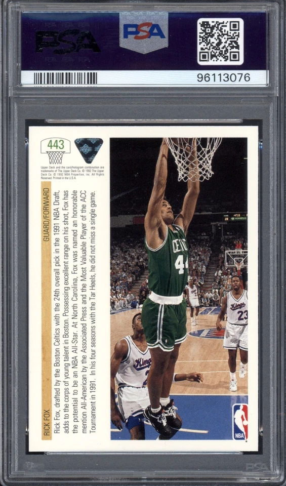PSA 10 🔥 Low POP ➡️ RICK FOX 1991-92 Upper Deck Top Prospects #443 RC Celtics Foto 2 de 2