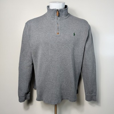 Polo Ralph Lauren Men s Grey 1/4 Zip Jumper Large Cotton Sweater Top