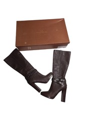 Coach Angelina Chestnut Leather Knee High Boots Women’s 10 M Block Heel