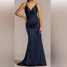 Davids Bridal Bridesmaid/Maid of Honor Dress Blue Ruched