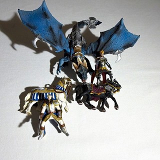 Schleich Fantasy Blue Dragon & 2 Knights on Horses Figure Set