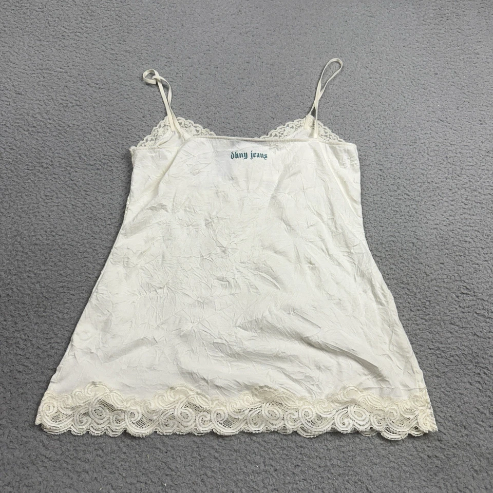 Camisa Dkny Mujer Pequeña Blanca Floral Corte Y2K Foto 4 de 4