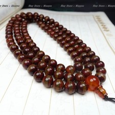 Tibetan Dzi Bead Necklace - 108 Natural Agate Prayer Mala Buddhist