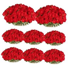 Pcs Artificial Silk Roses Flowers Bulk Realistic Long Stem Faux Flower 100 Red