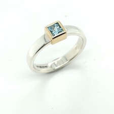 Natural Aquamarine Ring Sterling Silver Engagement Ring Birthday Gift For Girls