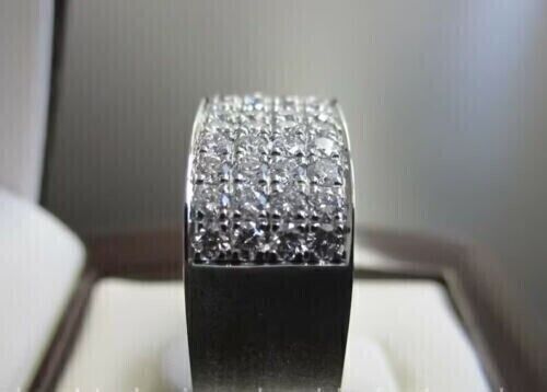 2.00Ct Round Cut Moissanite Men's Wedding Ring Band 14K White Gold Silver Plated - Picture 3 of 6