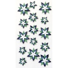 Blue / Green Flowers - Artoz Artwork Self Adhesive 3D Embellishments 185600-175