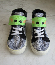 Lucas Films Ltd The Mandalorian Yoda Black Strap Canvas Childrens/Kids Shoes 8