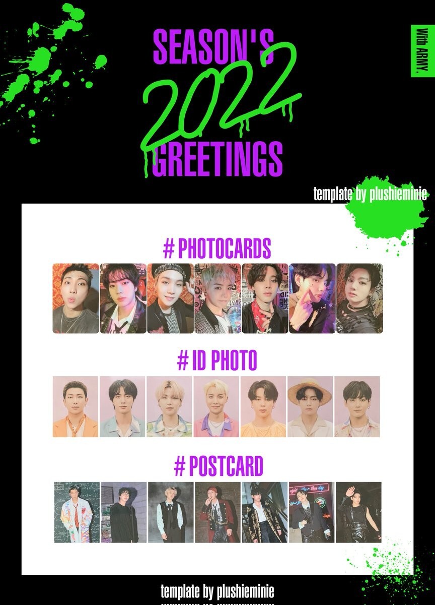 BTS SSGT 2022 Card, ID, Postcard Season greeting OFFICIAL | eBay