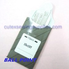 10 Large Eye 15X1ST Ball Point Flat Shank Home Embroidery Machine Needles