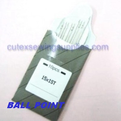 10 Large Eye 15X1ST Ball Point Flat Shank Home Embroidery Machine Needles