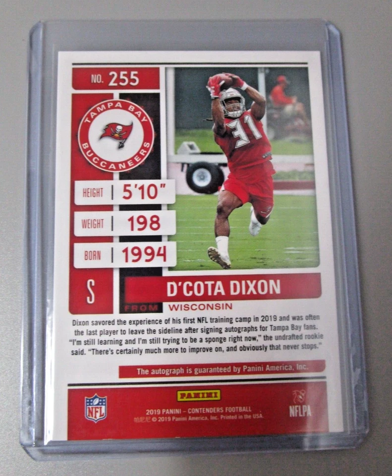 D'Cota Dixon 2019 Contenders #255 Championship Ticket Rookie RC Auto 41/49 - Image 3 of 3