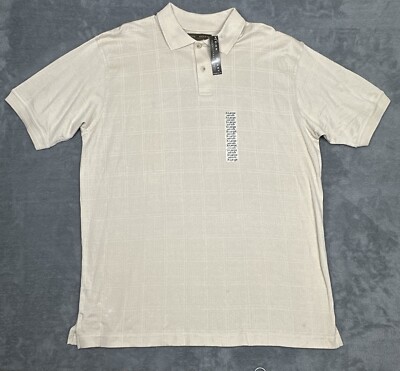 NEW John Henry Polo Shirt Mens XL Beige Tan Short Sleeve Pullover Golf READ