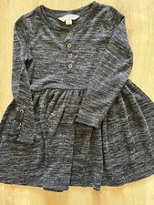 Lucky Brand Long Sleeve Knit Henley Dress Girls 4/5 Charcoal Gray EUC