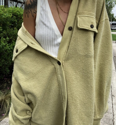 Denim Jacket Free People Ruby Jacket Olive Olive Green Reverse Tie