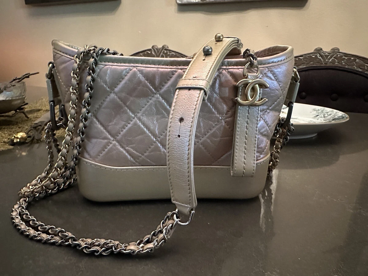 Chanel Aged Calfskin Quilted Small Gabrielle Hobo Pink