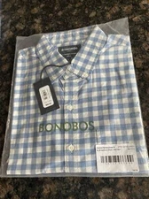 Bonobos Stretch Washed Button Down Dress Shirt Large Slim Fit LXREG CheckNew J3-