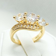 R4883 Women Jewelry White Yellow Gold Plated Engagement Wedding Bridal CZ Ring