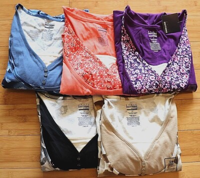 Basic Editions Womens Plus Size 3/4 Sleeve Henley Shirt, Choose Size and Color