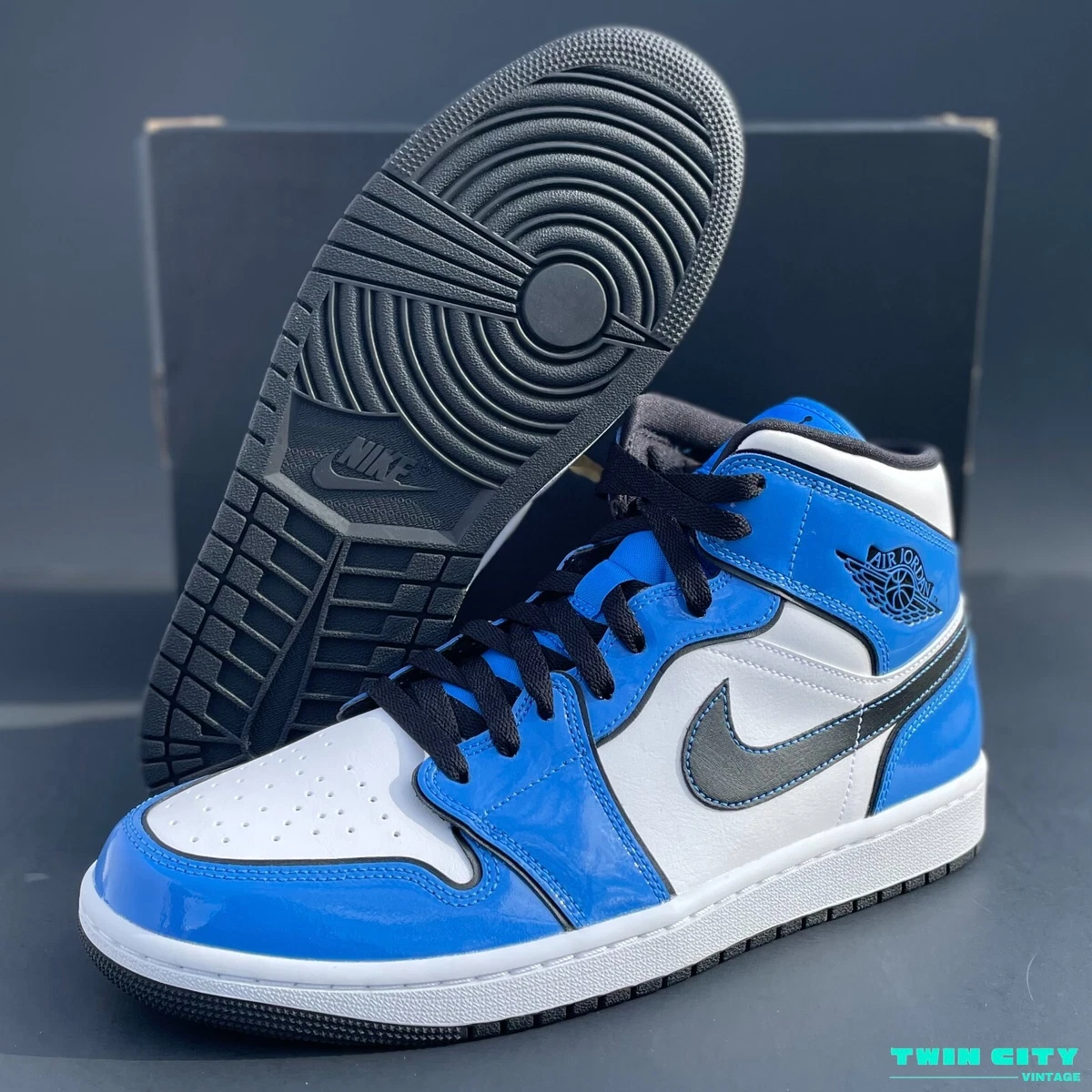jordan 1 mid patent leather blue