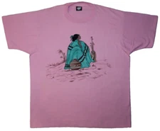 SCREEN STARS BEST VTG Size XL T-Shirt NATIVE AMERICAN WOMAN USA INDIAN POTTERY