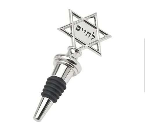 Godinger Star Of David Jewish l'chaim Silver Metal Bottle Stopper New Gift - Zdjęcie 1 z 4