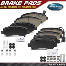 Front & Rear Ceramic Brake Pads w/Hardware for Ram ProMaster 1500 2500 2014-2020