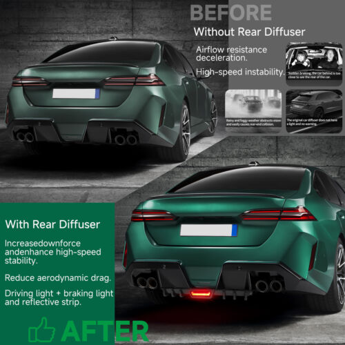 Carbon Fiber Rear Bumper Diffuser Splitter w/LED Tail Light For Toyota Corolla - Picture 4 of 20